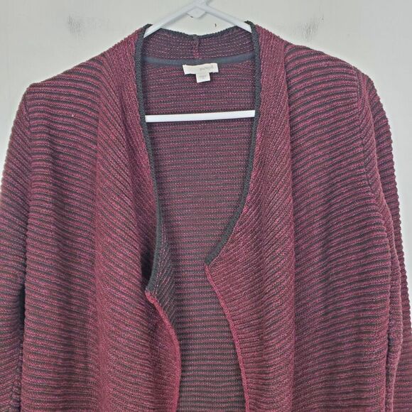 Pure Jill Cardigan Thick Knit Draped Collar Career Mature WOmens S Dark Red - Picture 4 of 11